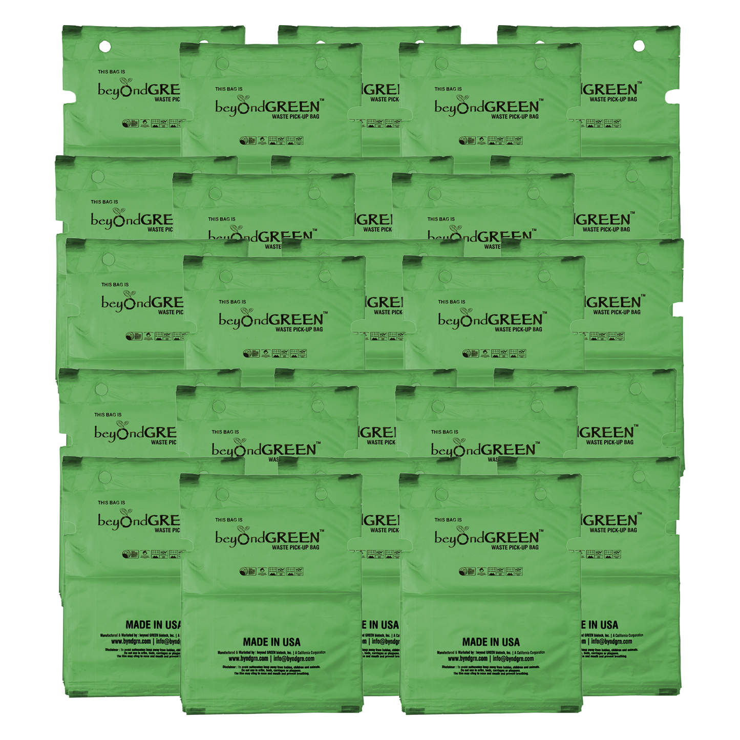 beyondGREEN Dog Waste Bags – Single-Pull Dispenser Refill Pack – Made in USA, Leak-Resistant, One-At-A-Time Dispensing (100 Bags per Pack)