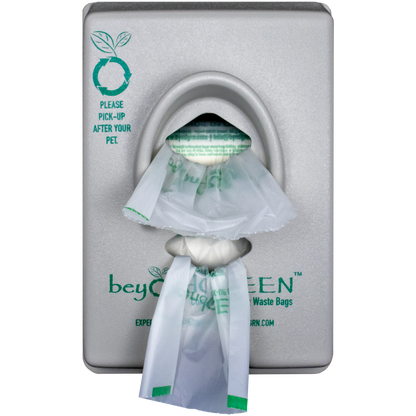 beyondGREEN Dog Waste Bag Dispenser – Wall & Pole Mount – Standard Roll Compatible, Front-Load