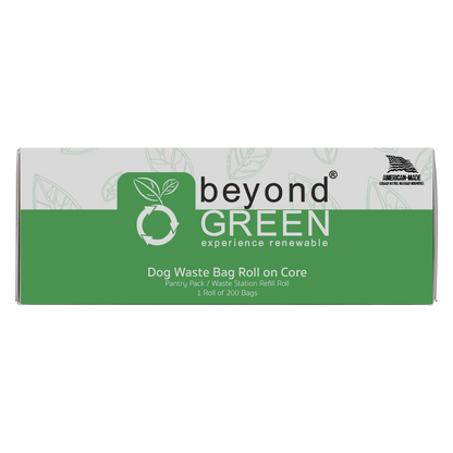 beyondGREEN Dog Waste Bags – Grab & Go Bulk Pack – 200 Bags on Roll with Core - Made in USA, Leak-Resistant, Folded Rolls