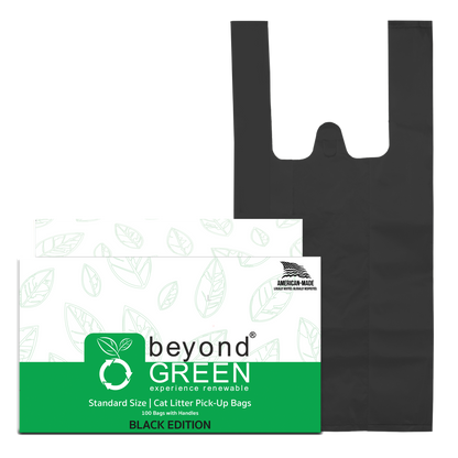 beyondGREEN Cat Litter Bags with Handles – Made in USA, Leak-Resistant & Easy-Tie
