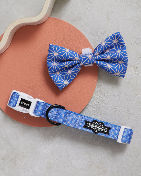 Asanoha Dog Collar & Bowtie
