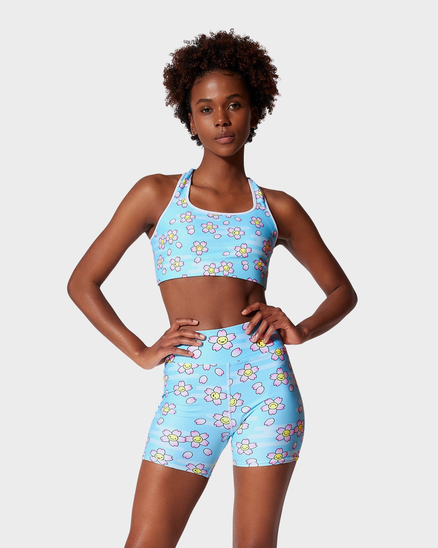 Smiling Sakura Biker Shorts