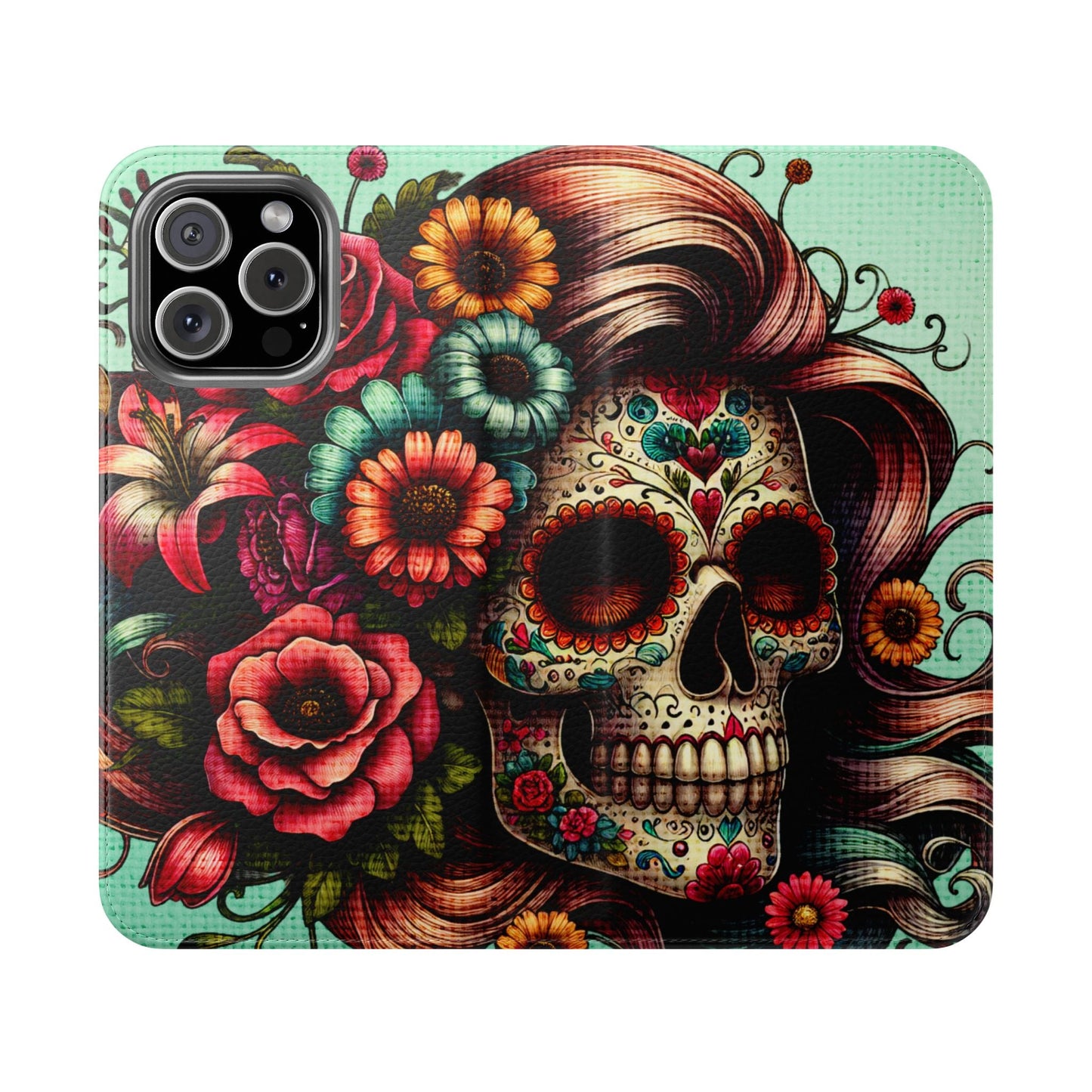 Sugar Skull Flip Wallet Phone Case