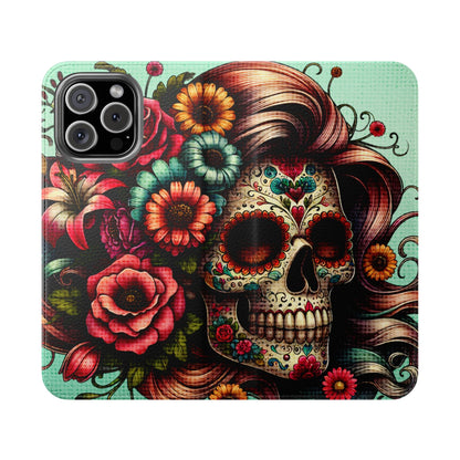 Sugar Skull Flip Wallet Phone Case