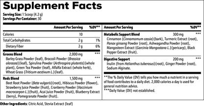 Greens Superfood Powder - Spirulina Barley Grass Beet Root Blend