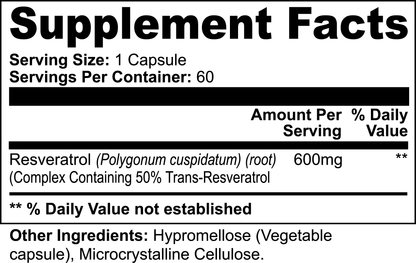 Trans-Resveratrol 50% Supplement - Natural Antioxidant Capsules