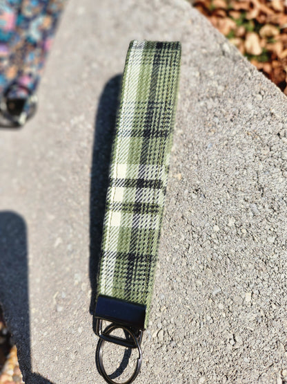 Green Plaid Keyfob Wristlet Keychain