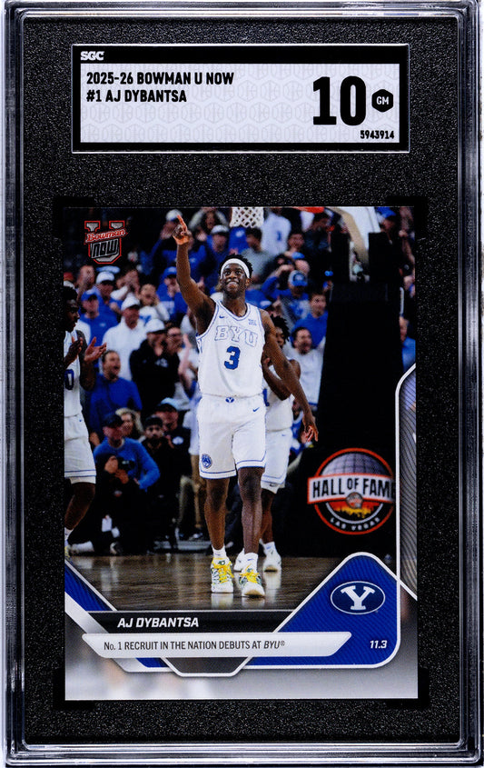 Graded 2025 Topps Bowman U Now AJ Dybantsa #1 Rookie RC Basketball Card SGC 10 Gem Mint