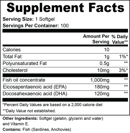 Premium Omega 3 Fish Oil Supplement - EPA DHA - USA Made