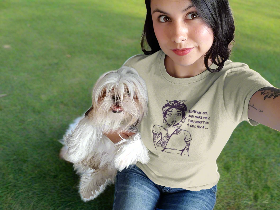 Vintage Pin Up Roses Are Red Graphic Tee