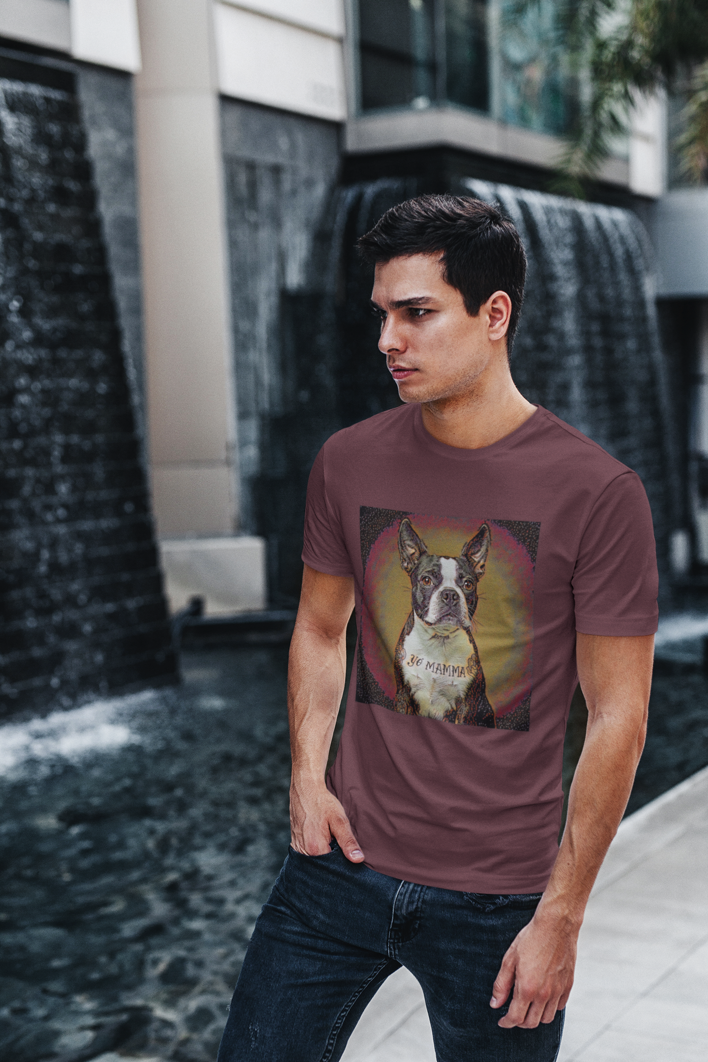 Boston Terrier Yo Mamma Tatted Graphic Tee