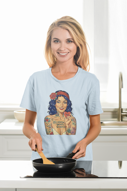 Know Your Worth Pin Up Graphic Tee