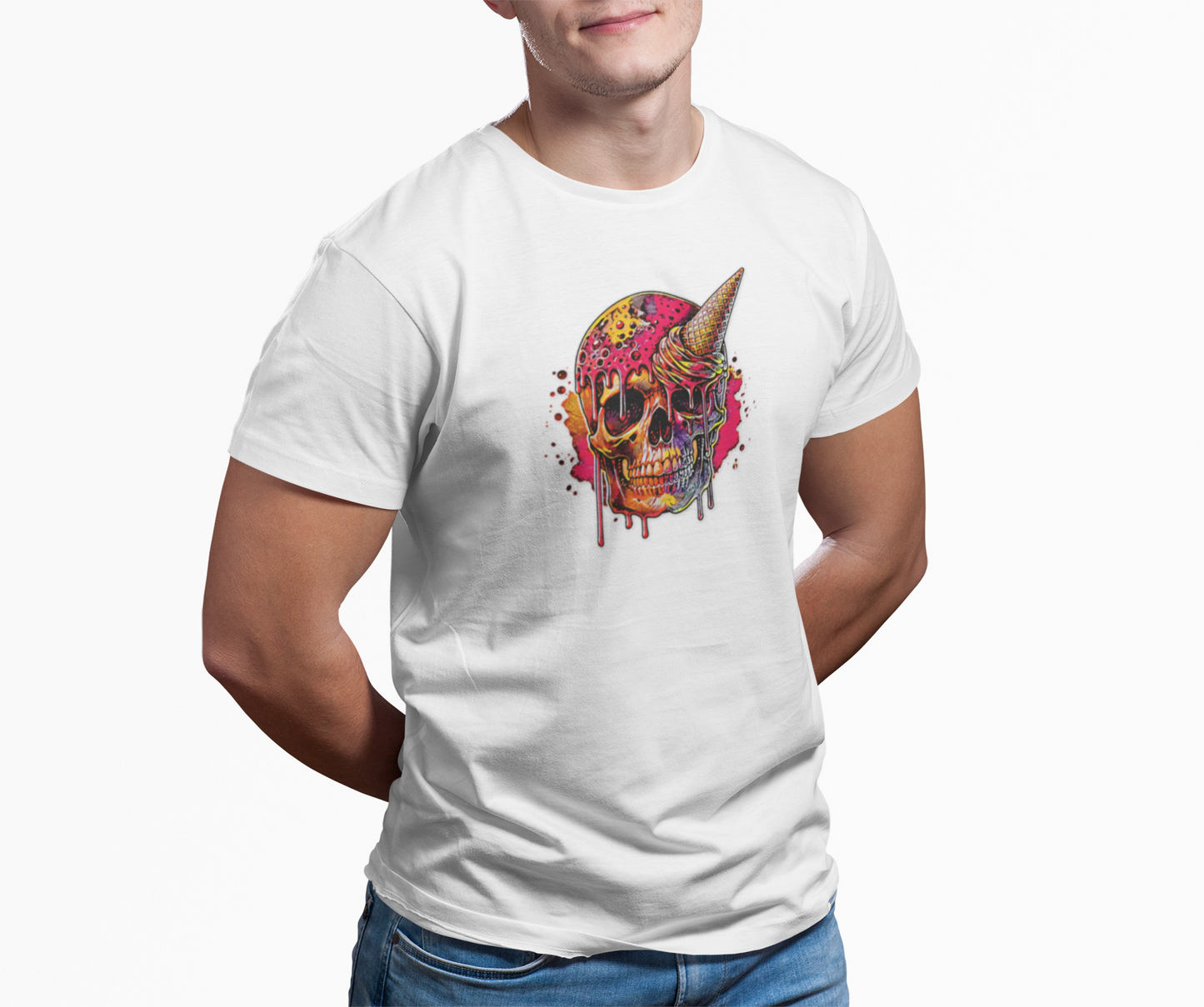 Abstract Ice Cream Skull Graphic Tee