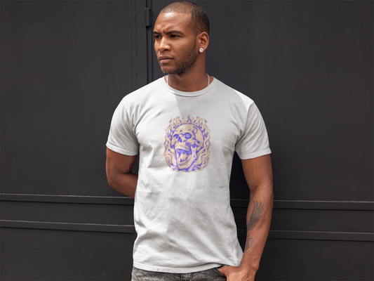 Artistic Flaming Skull Graphic Tee