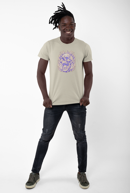 Artistic Flaming Skull Graphic Tee