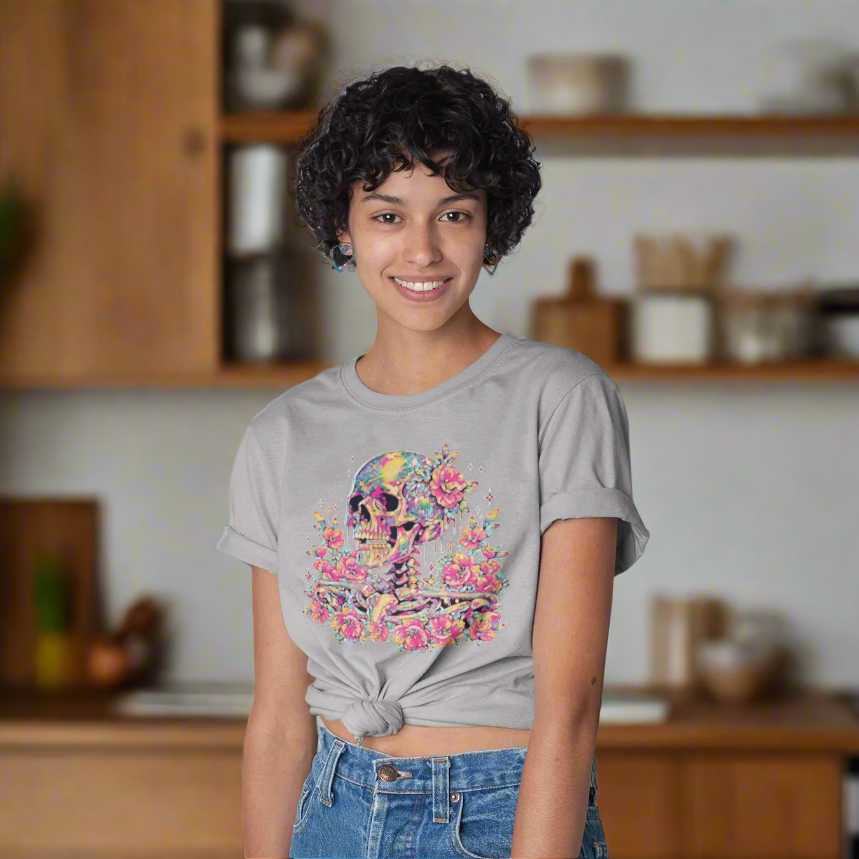 Painted Colorful Skull Graphic Tee