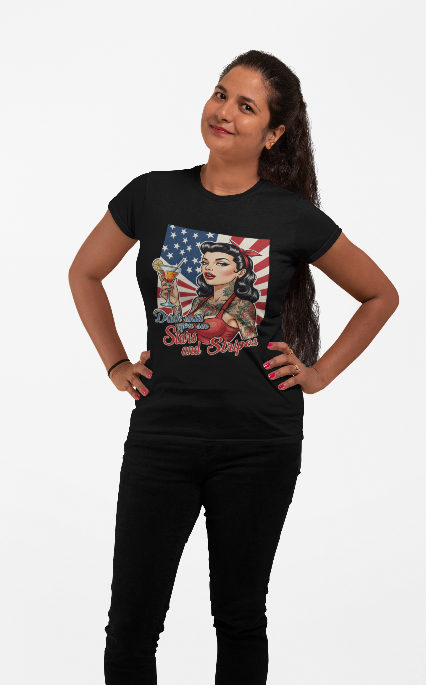 Drink Until You See Stars & Stripes Retro Graphic Tee