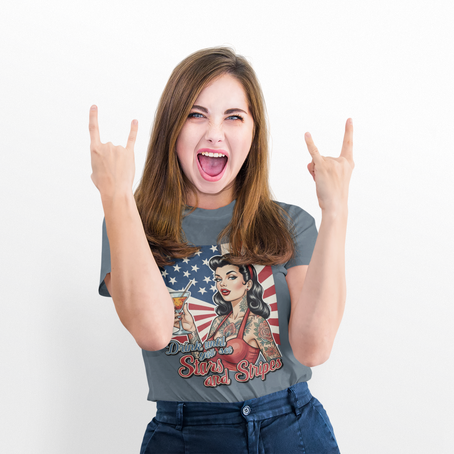 Drink Until You See Stars & Stripes Retro Graphic Tee