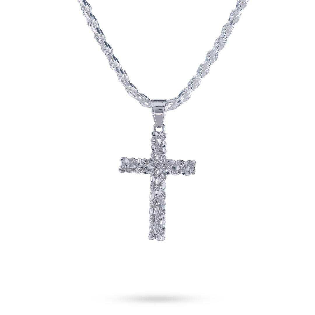 Nugget Cross Pendant in 925 Sterling Silver
