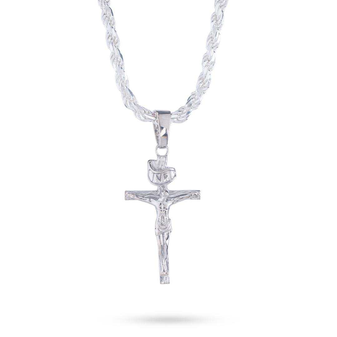 Jesus Crucifix Cross Pendant in 925 Sterling Silver