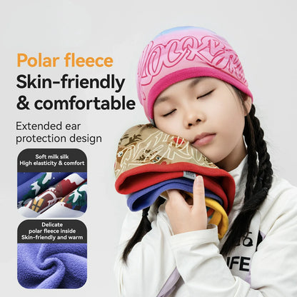 Kids Winter Fleece Beanie for Helmet Use