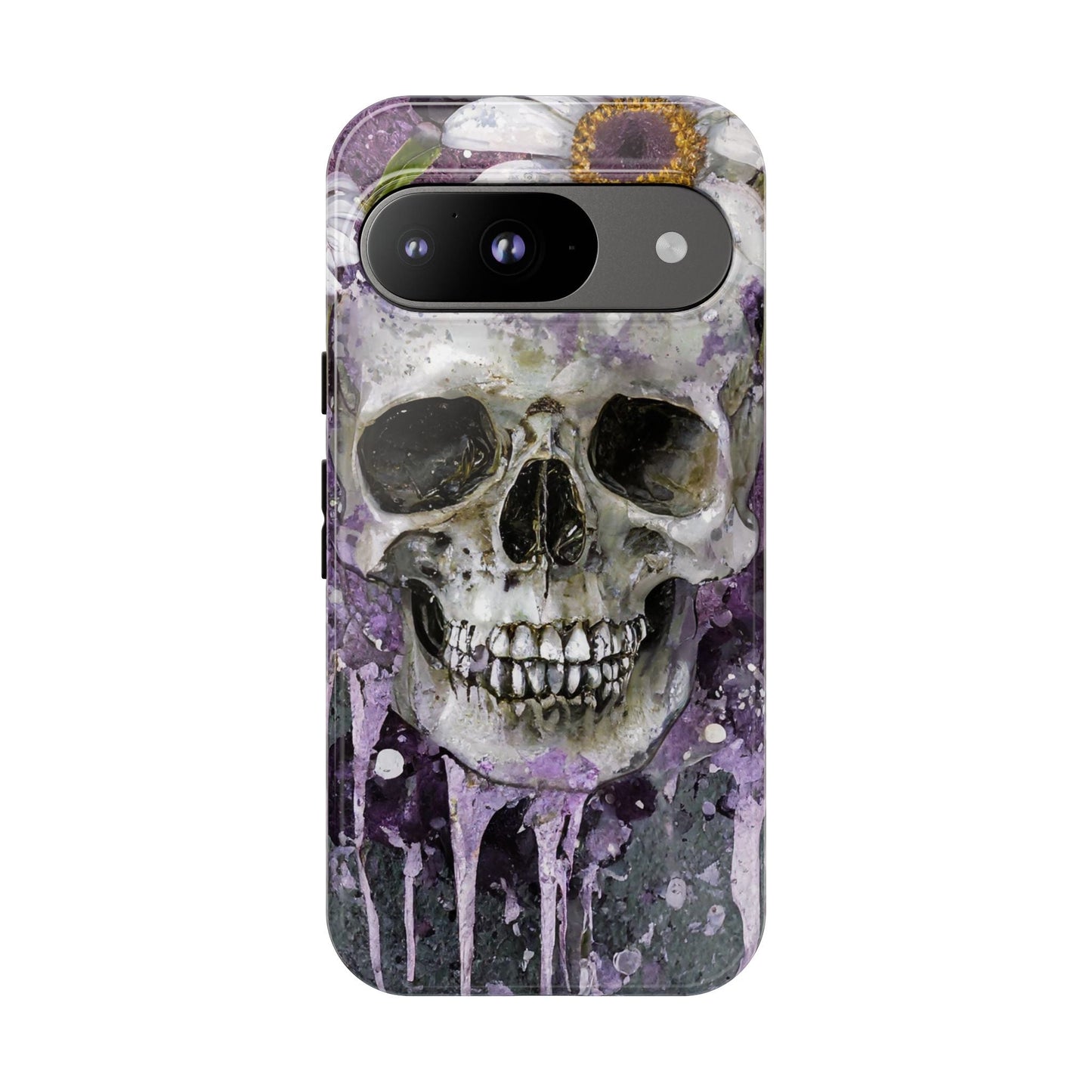Plum Skull and Daisy Tough Phone Case