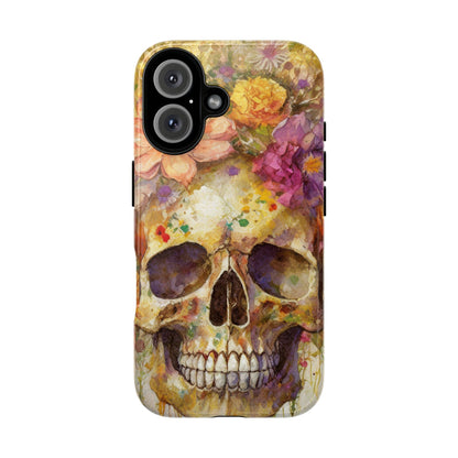Unique Floral Skull Tough Phone Case