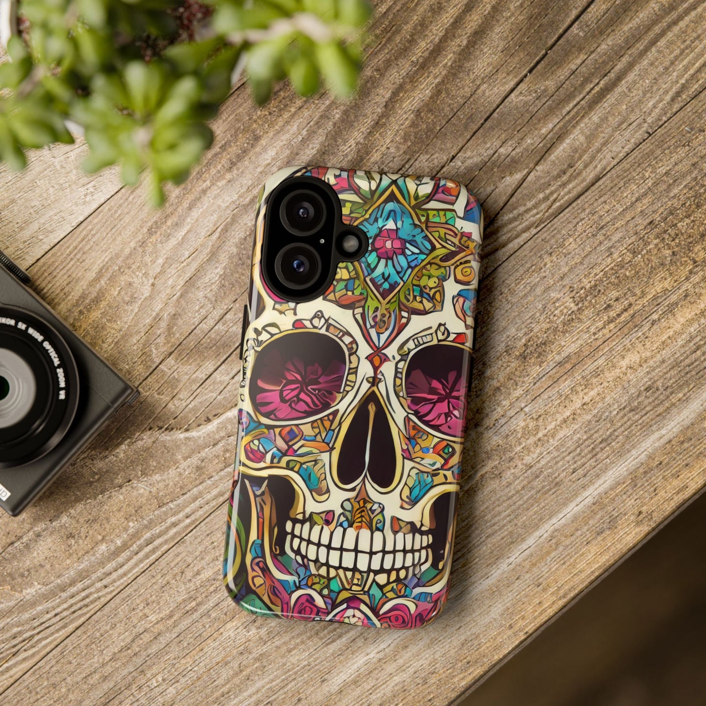 Colorful Sugar Skull Tough Phone Case