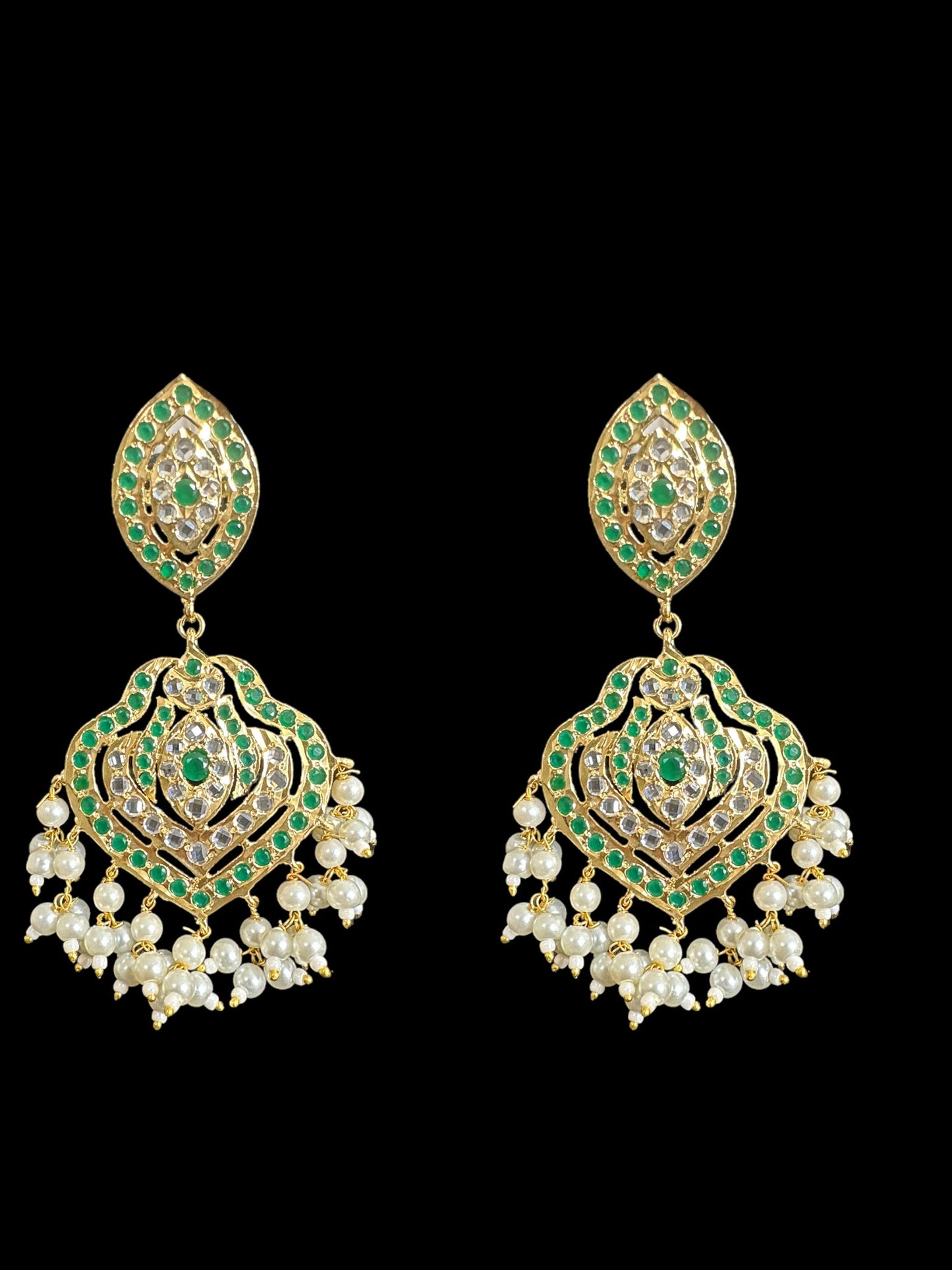 BR304 Gold plated bridal set with earrings tika in green ( READY TO SHIP )