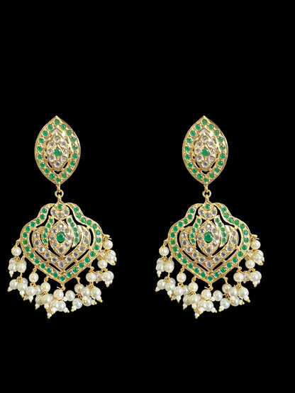 BR304 Gold plated bridal set with earrings tika in green ( READY TO SHIP )