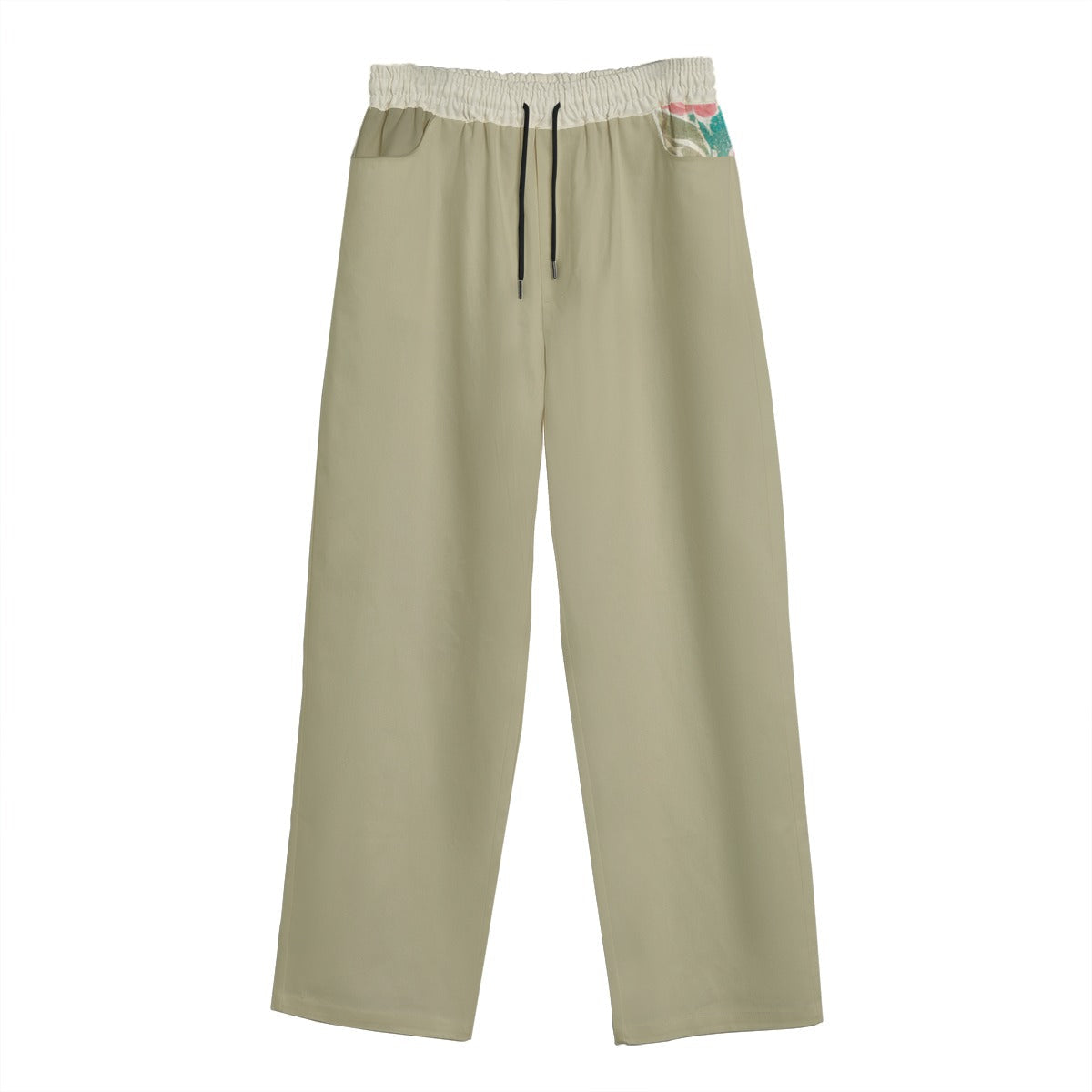 Watercolor Floral Print Unisex Cotton Casual Pants