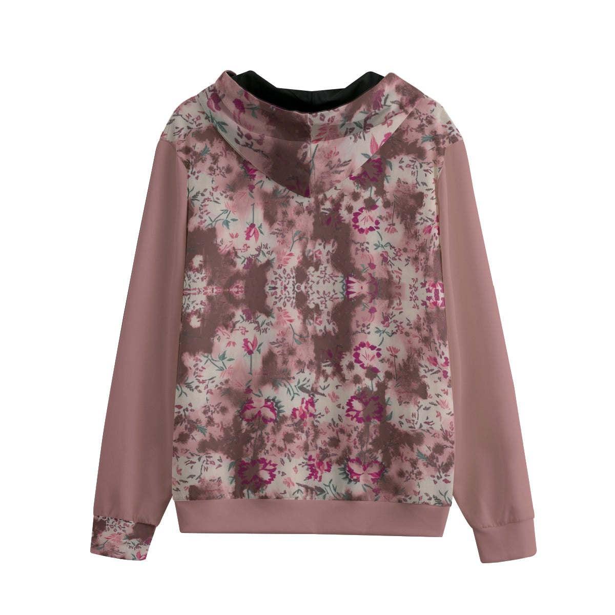 Shibori Floral Zip-Up Cotton Hoodie