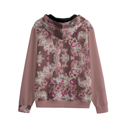 Shibori Floral Zip-Up Cotton Hoodie
