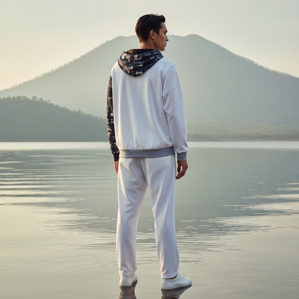 Shibori Ramen Arm Unisex Cotton Zip Hoodie