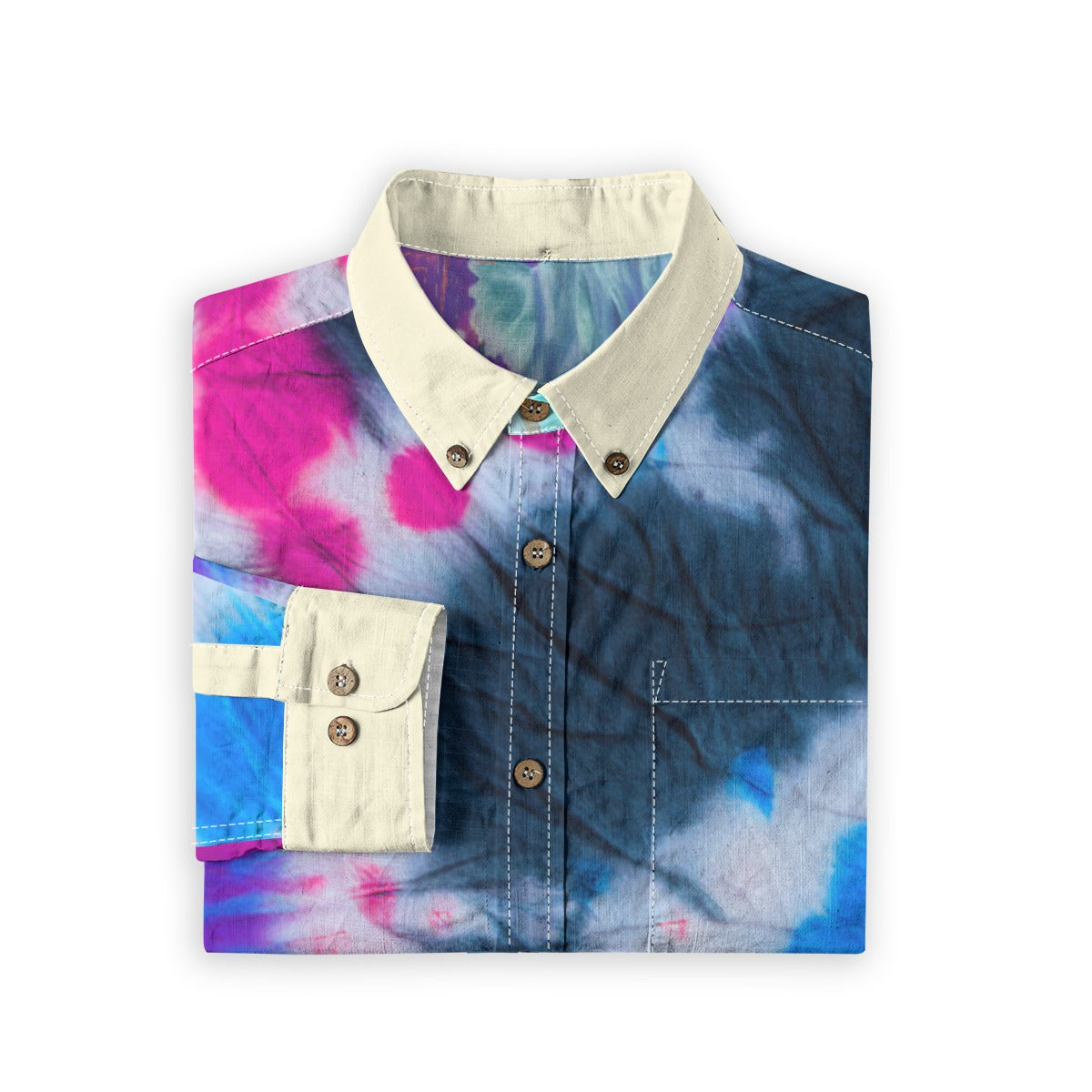 Amaru Khan Tye-Dye Men's Cotton Long Sleeve Collar Shirt