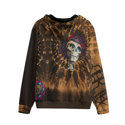 Cacao Dead Head Cotton Unisex Pullover Zip Hoodie