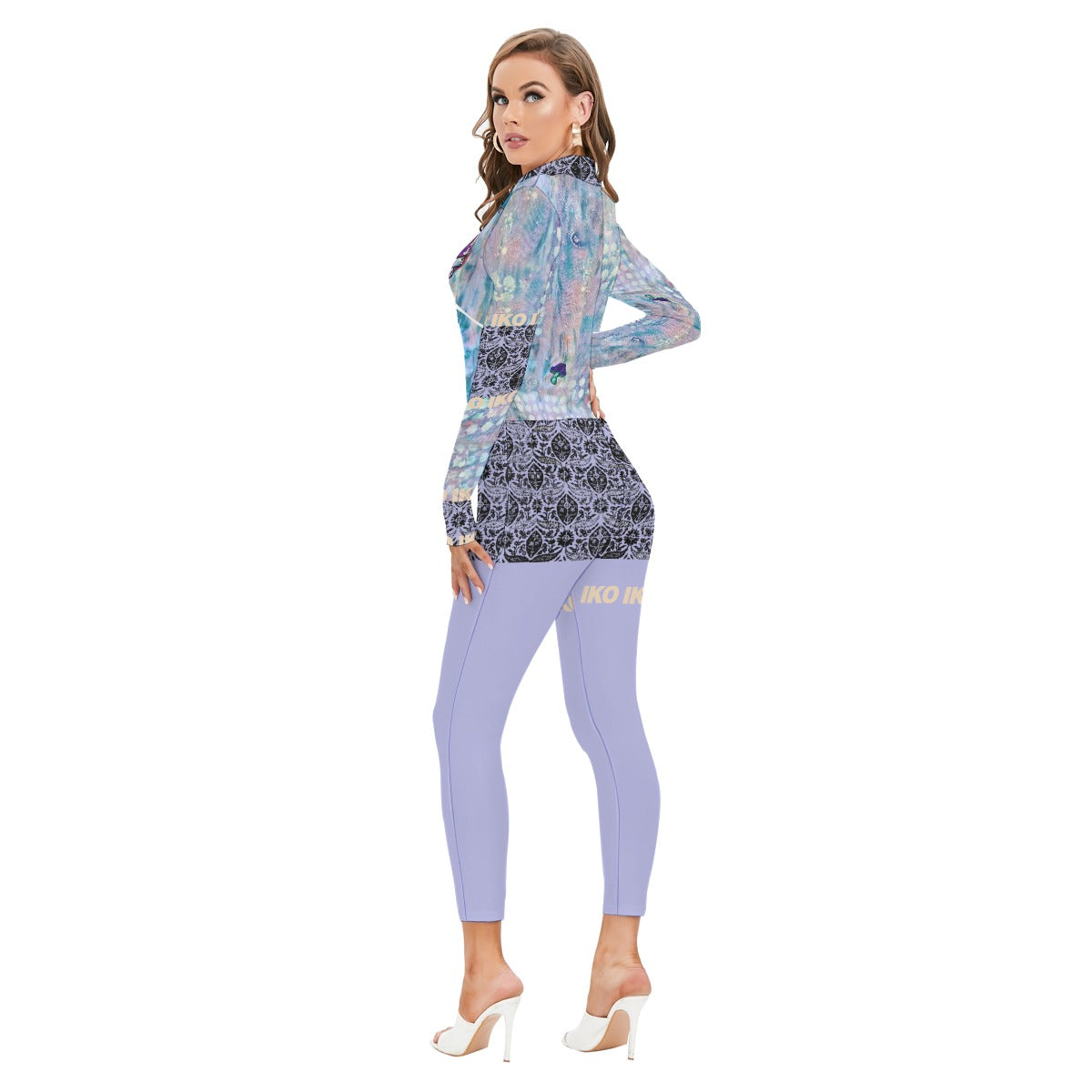 IKO IKO Lace Women's Long-sleeved High-neck Jumpsuit With Zipper