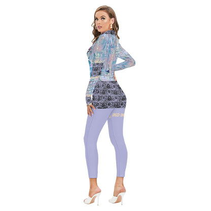 IKO IKO Lace Women's Long-sleeved High-neck Jumpsuit With Zipper