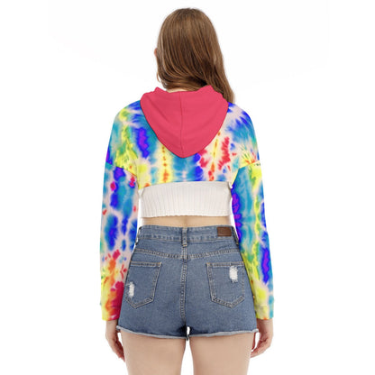 Color Burst Tye Dye Women's Smock Short Hoodie