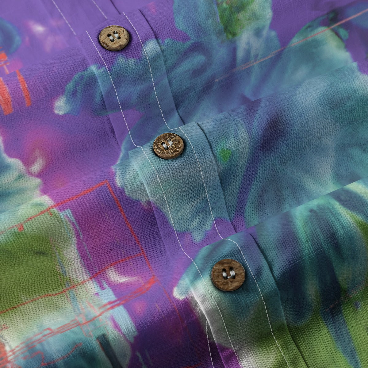 Amaru Khan Shibori Floral Men's Bamboo Cotton Collar Shirt