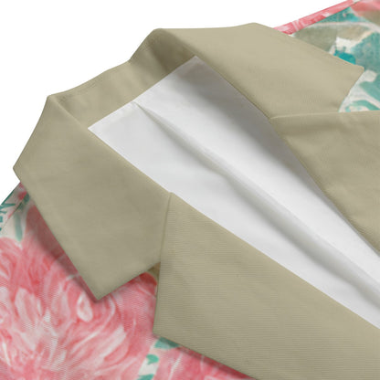 Watercolor Print Floral Casual Blazer in Cotton