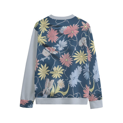Floral Print Unisex O-neck Sweatshirt in 100% Luxury Cotton Terry Cloth