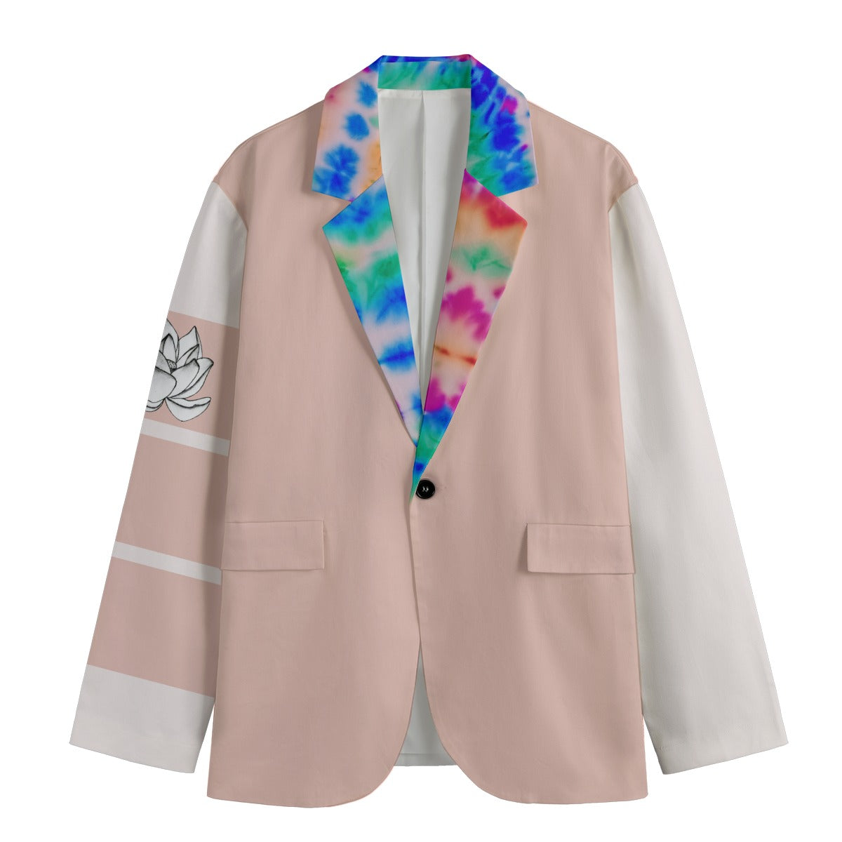 Shibori Lapel Lotus Badge Cotton Blazer