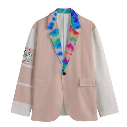 Shibori Lapel Lotus Badge Cotton Blazer