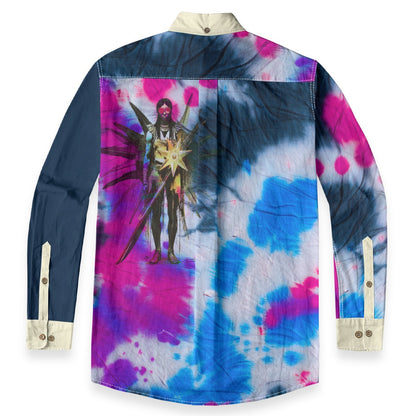 Amaru Khan Tye-Dye Men's Cotton Long Sleeve Collar Shirt