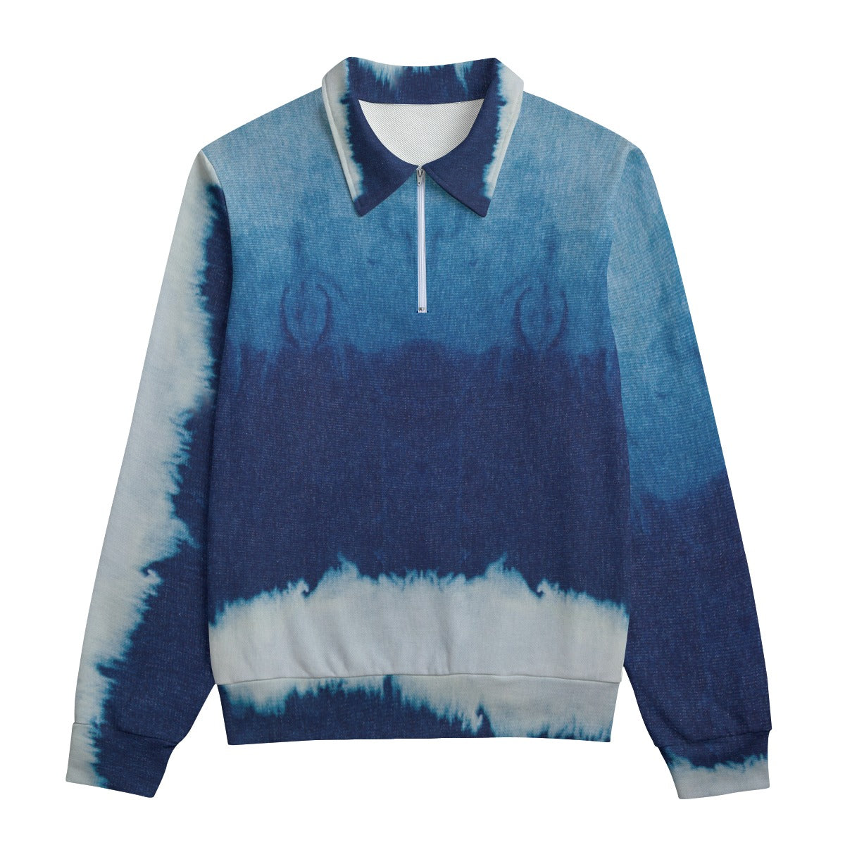 Dip Denim Print Zip Collar Sweatshirt