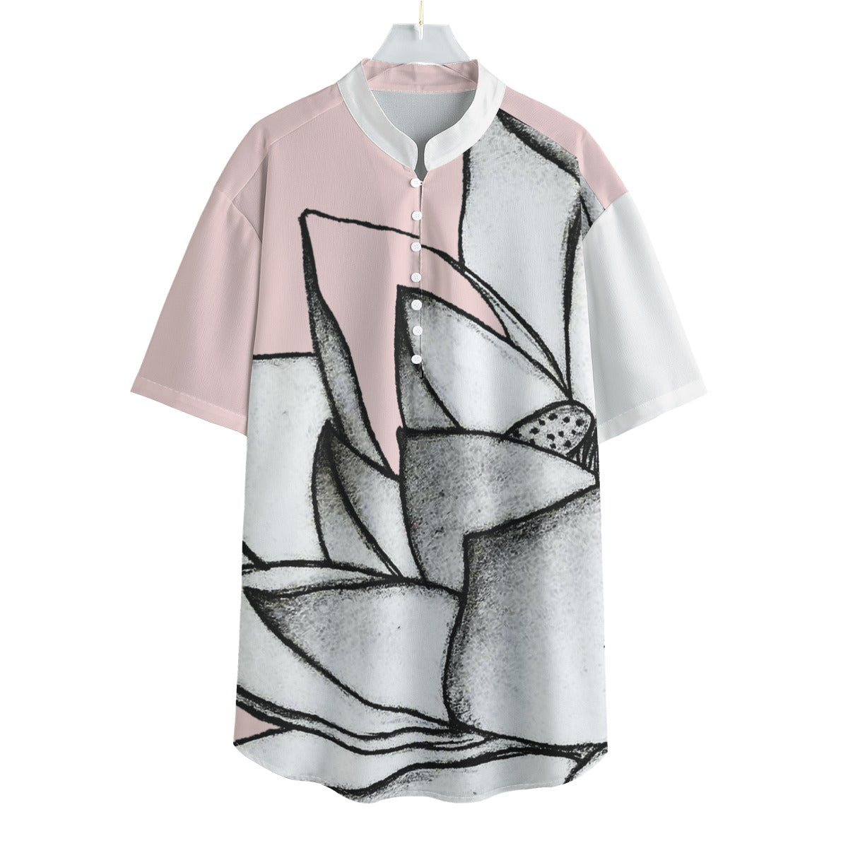 Lotus Bomb Men's Henley Short Sleeve Shirt