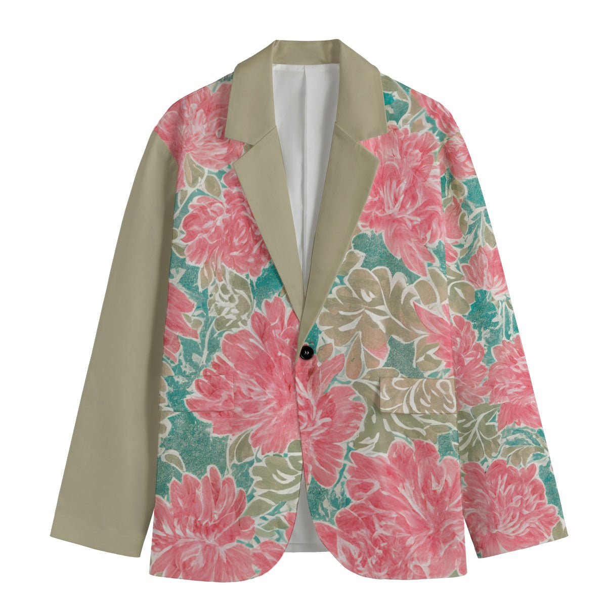 Watercolor Print Floral 2 Casual Blazer in Cotton