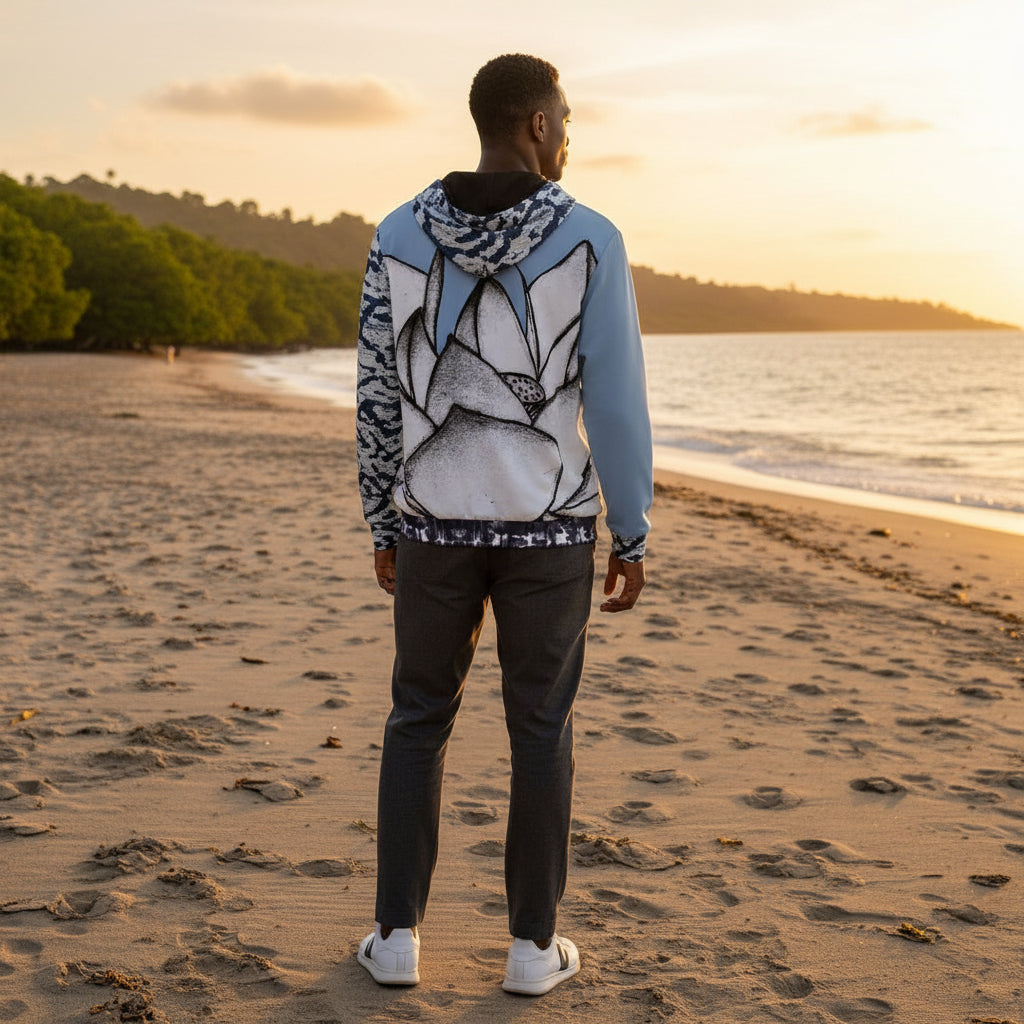 Shibori Hand Dye Print Cotton Unisex Hoodie