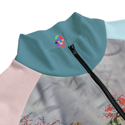 Lotus Cherry Tree Stand Up Collar Unisex Cotton Jacket